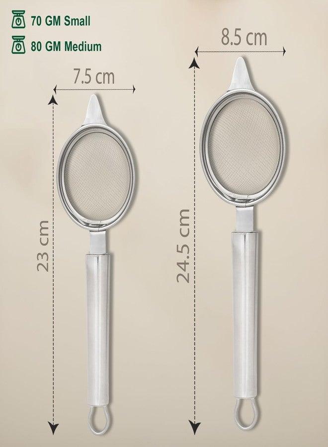 Unify 2 Pieces Stainless Steel Tea & Coffee Strainer | Fine Mesh Chhalni for Milk, Spices & Kitchen Use | Rust-Proof, Durable & Easy-to-Clean - Silver - Image 2
